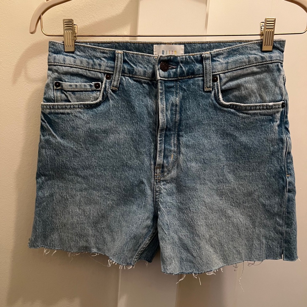Rails Jean Shorts Size 28 Topanga High‎ Rise Straight Distressed Button Fly